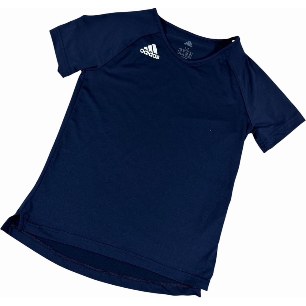 Adidas Womens Medium Navy Blue Hi-Lo Short Sleeve Volleyball Jersey Shirt Top M